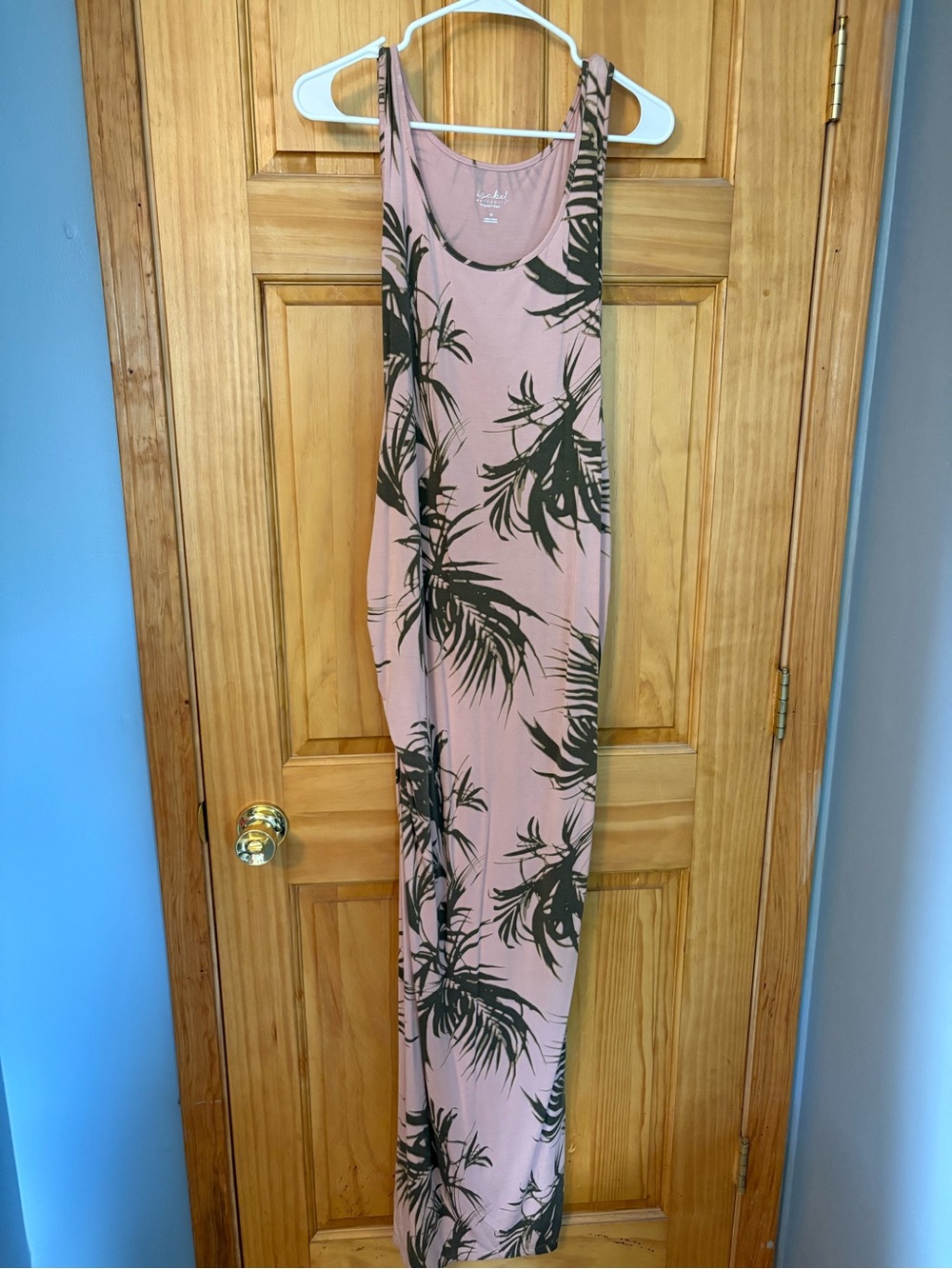 Sleeveless Palm Tree Print Maternity Maxi Dress